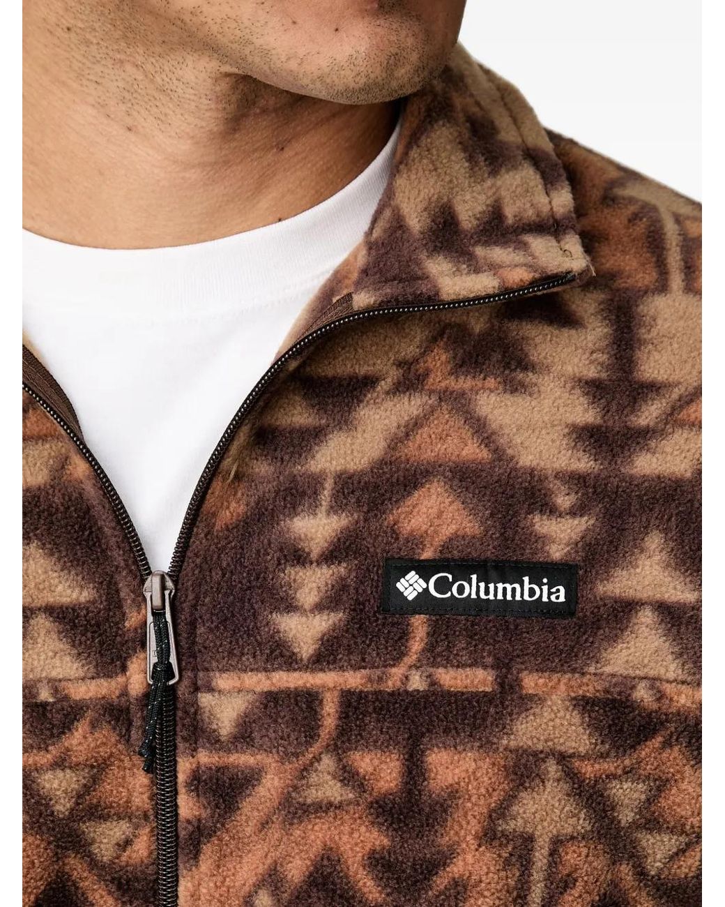 Columbia Black Steens Mountain Geometric-Print Zip-Up Cardigan for men