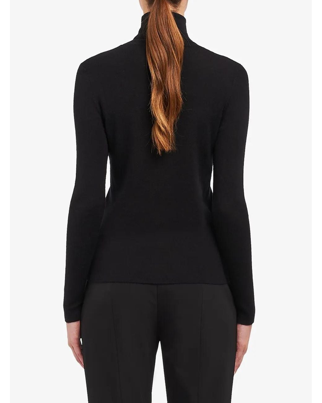 Prada Black Roll-Neck Cashmere-Silk Jumper
