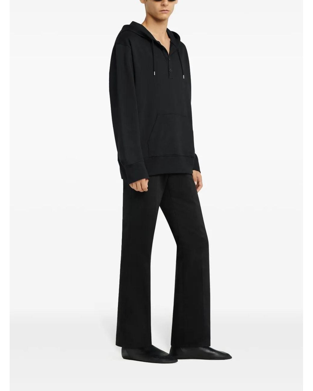 Courreges Black Buttoned Hoodie for men