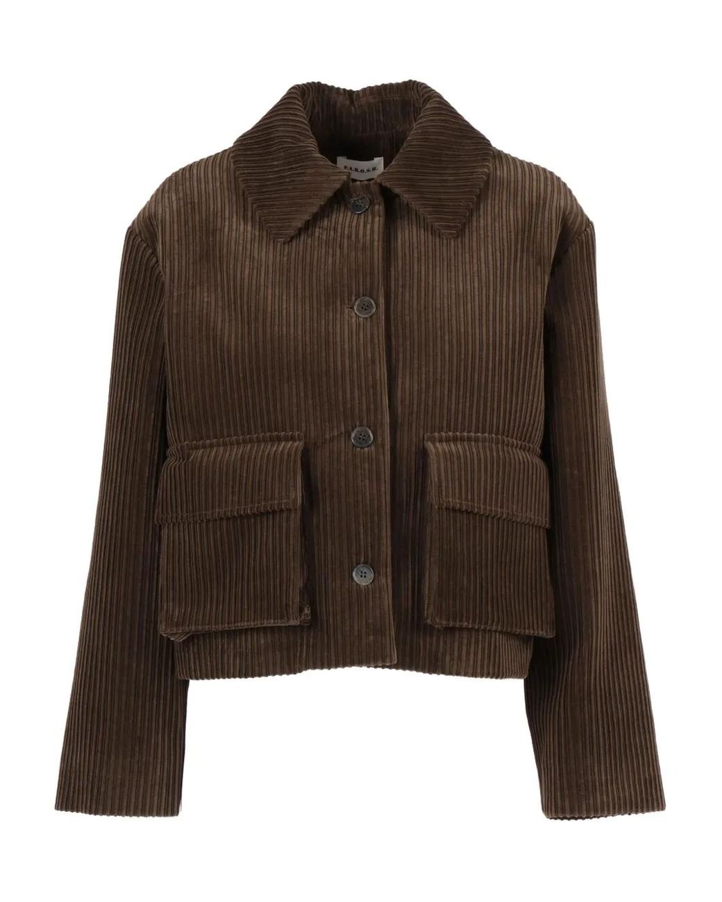 P.A.R.O.S.H. Brown Cropped Corduroy Jacket