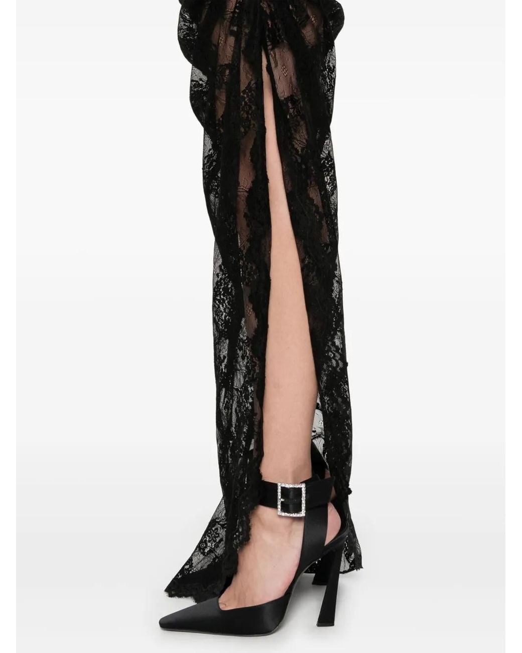GIUSEPPE DI MORABITO Black Lace Maxi Dress