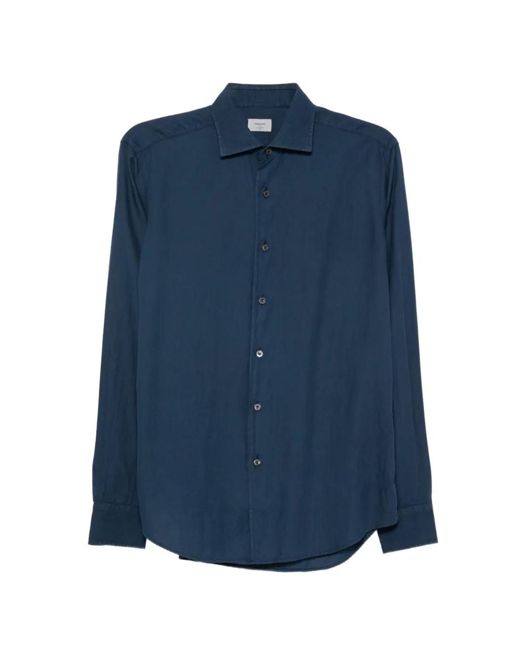 Alessandro Gherardi Blue Spread-Collar Long-Sleeved Shirt for men