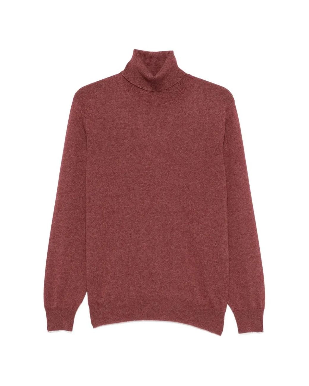 Brunello Cucinelli Red Cashmere Turtleneck Sweater for men