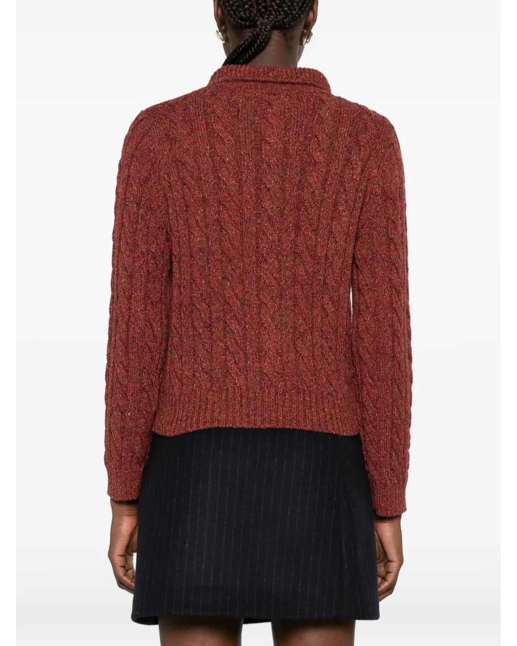 ShuShu/Tong Red Argyle Cable-Knit Sweater