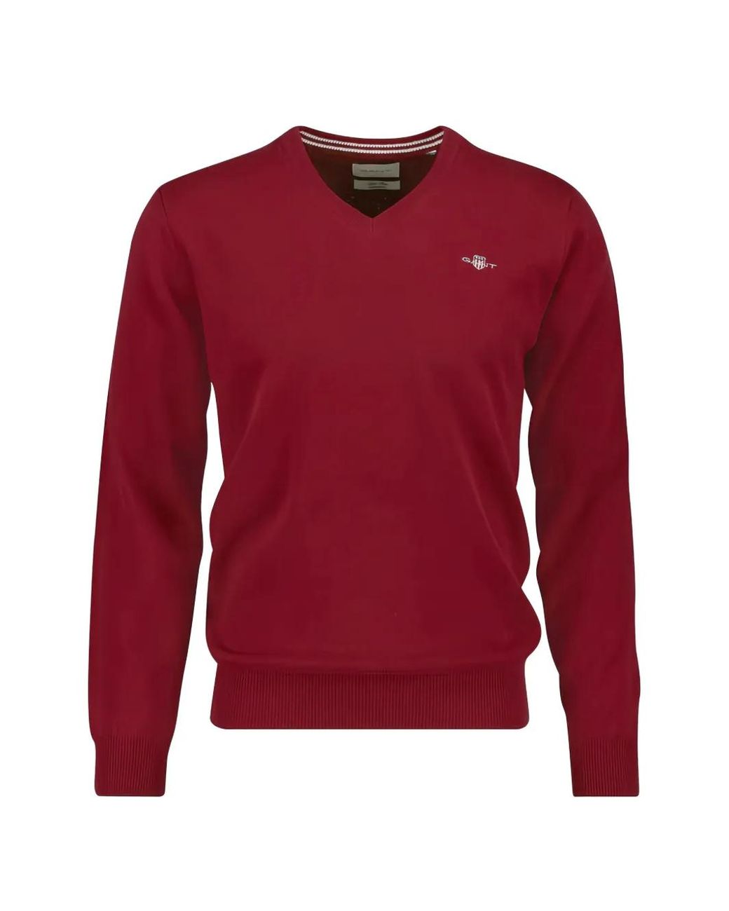 Gant Red V-Neck Logo-Embroidery Sweater for men