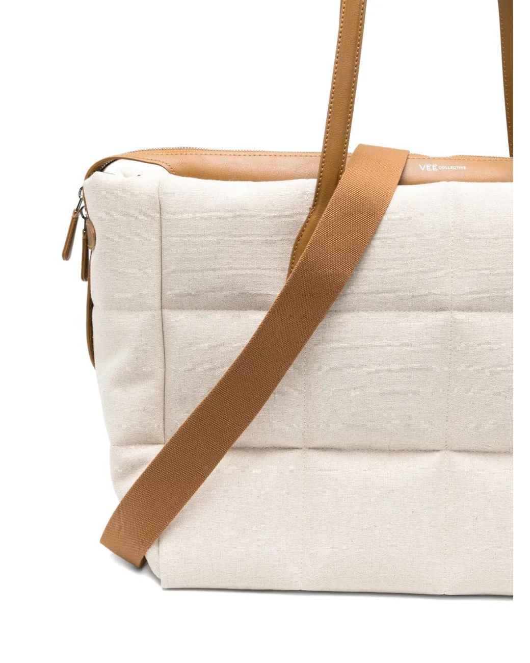 VEE COLLECTIVE Natural Large Tela Quilted Shoulder Bag