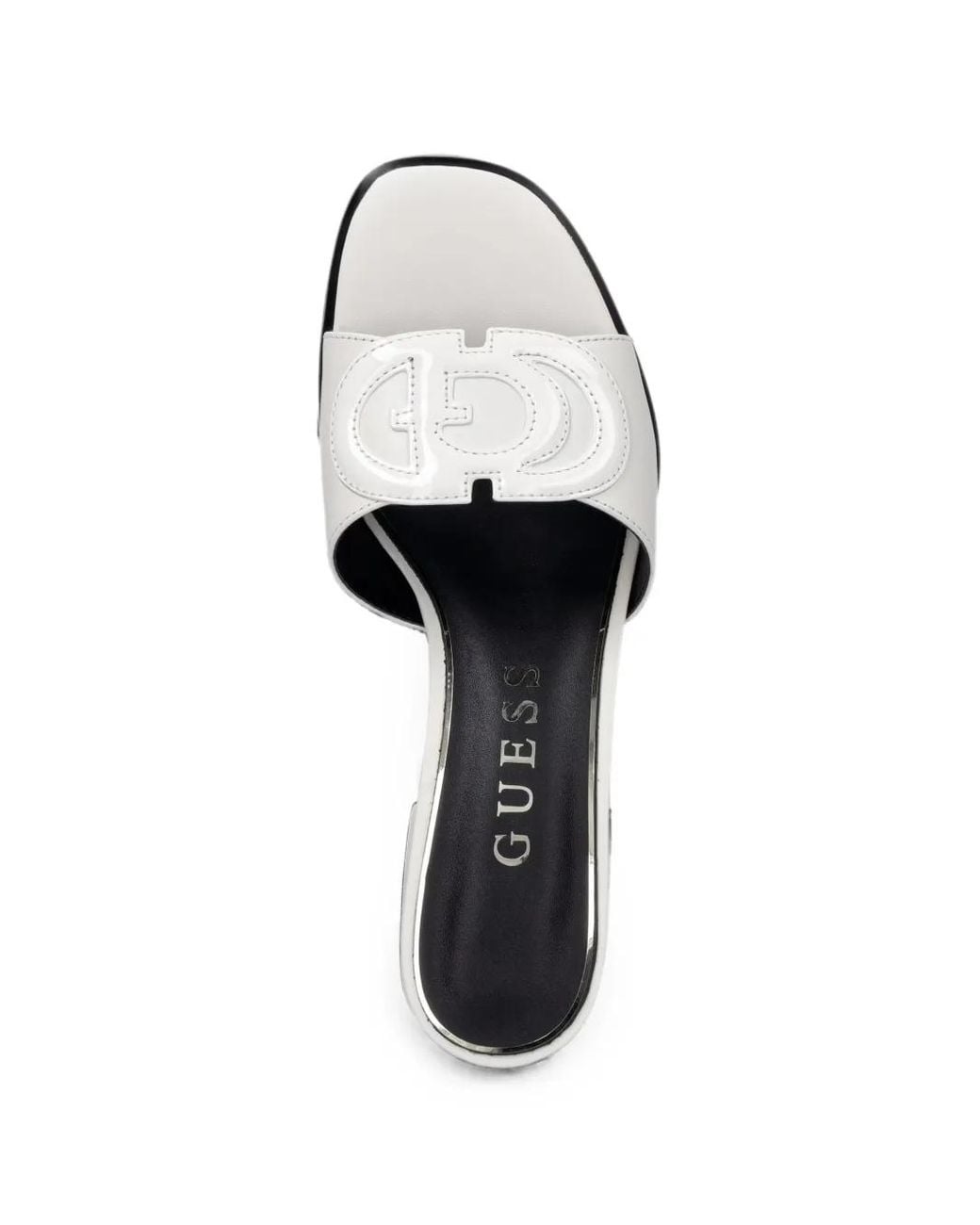Guess White Cerinna Logo-Patch Block-Heel Sandals