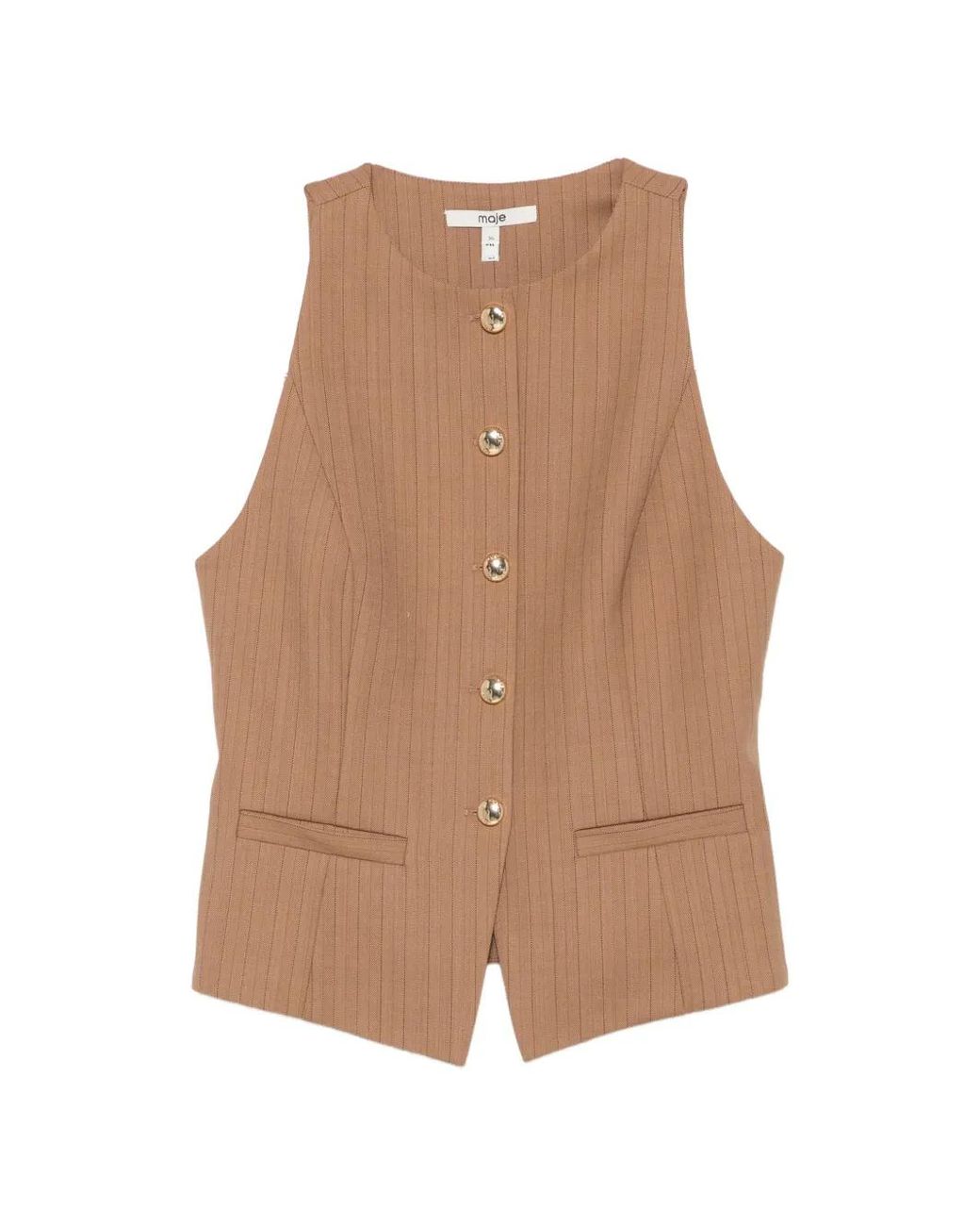 Maje Brown Long Tailored Waistcoat