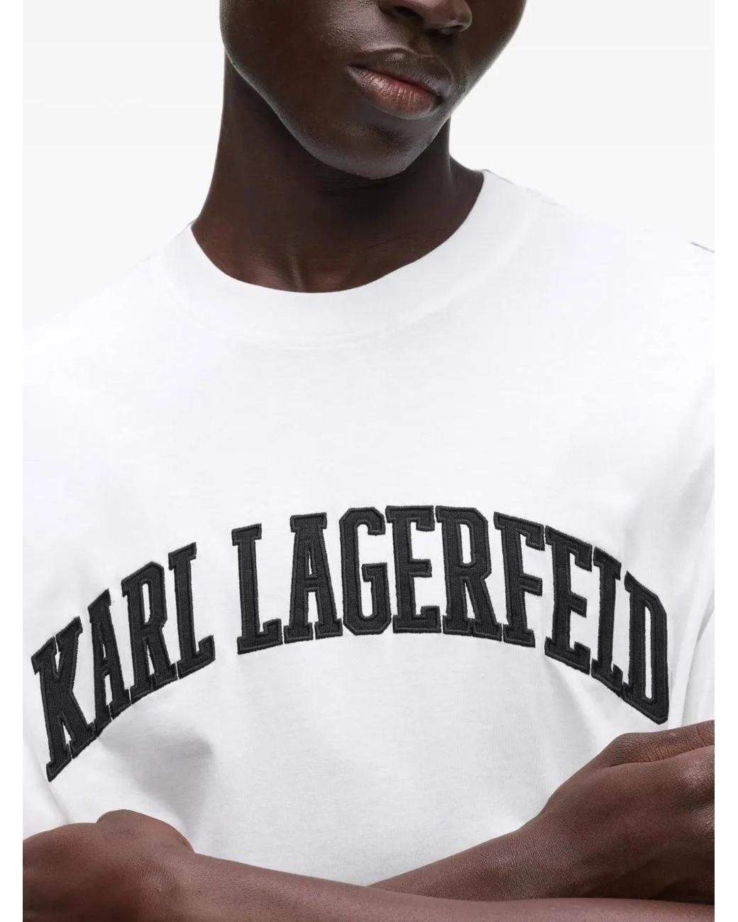 Karl Lagerfeld White Logo-Detail Relaxed-Fit T-Shirt for men
