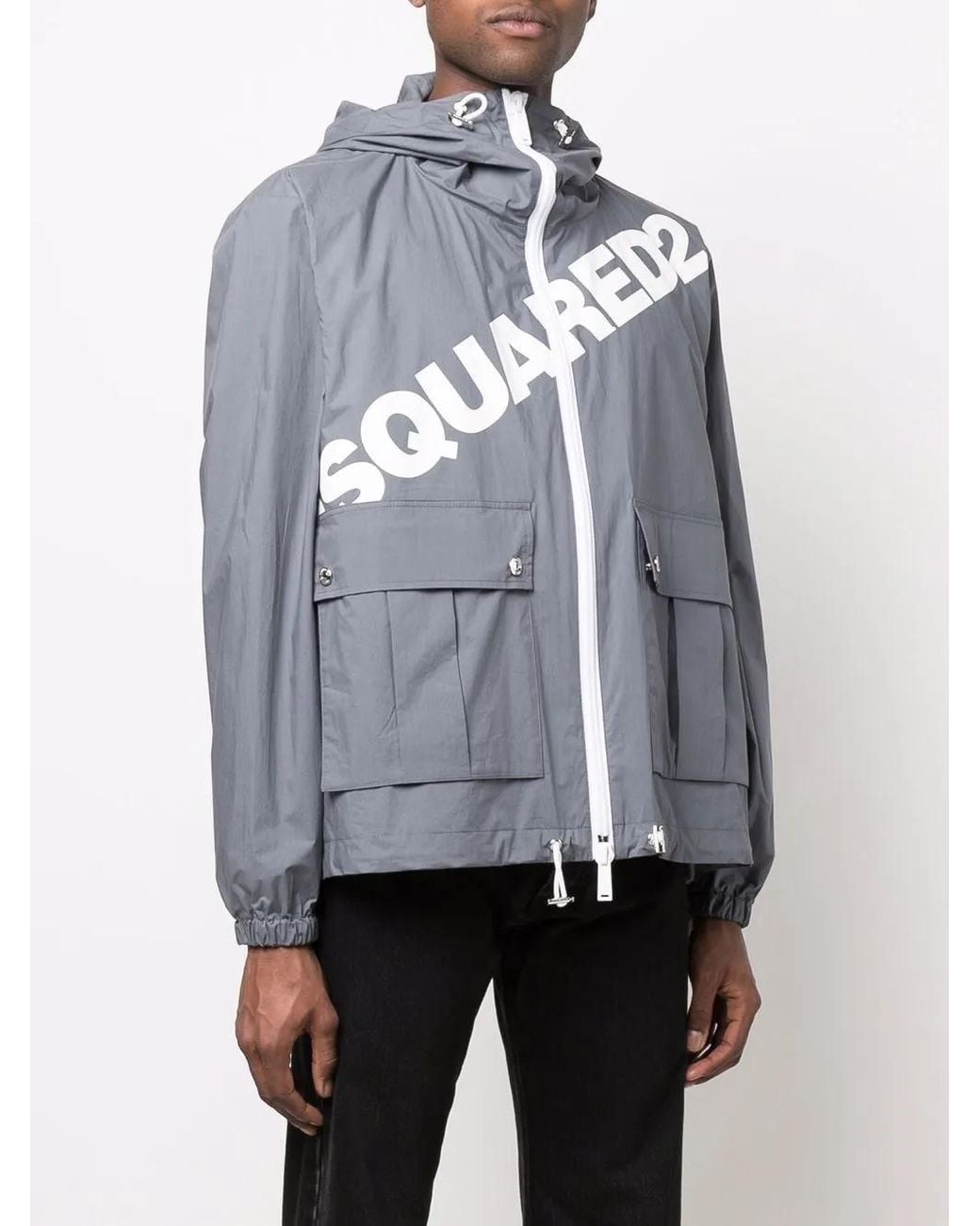 DSquared² Blue Logo-Print Hooded Jacket for men