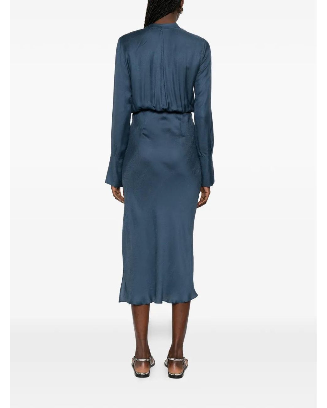 Patrizia Pepe Blue Draping Fluid Midi Dress