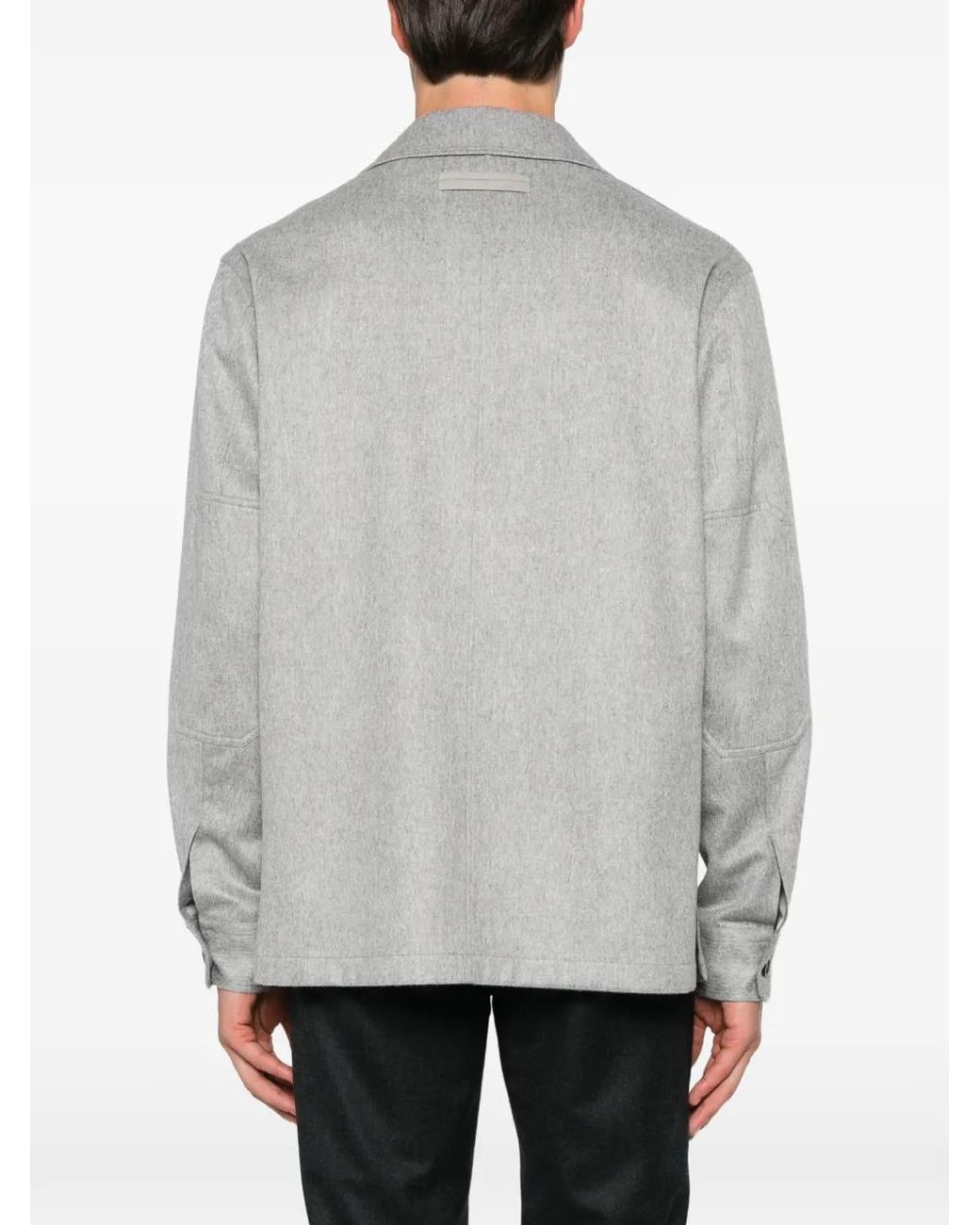 Zegna Gray Button-Fastening Shirt Jacket for men