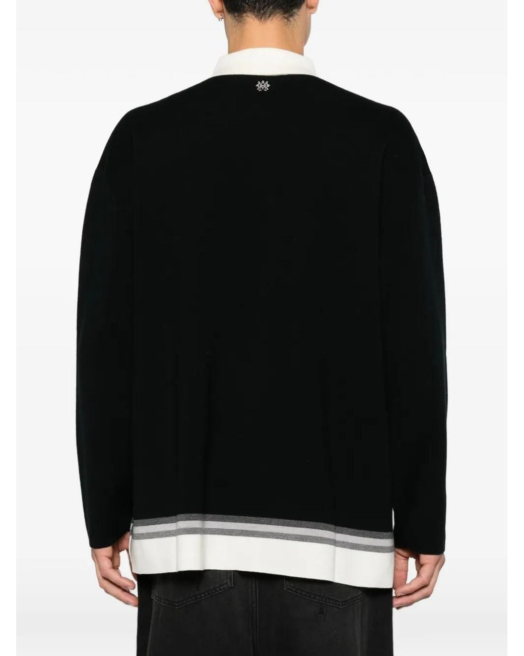 Amiri Black Logo-Embroidered Polo Shirt for men