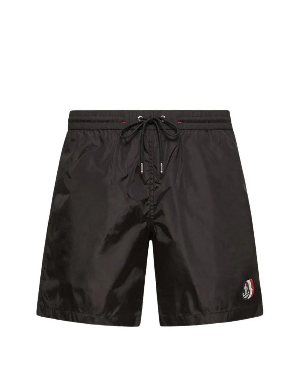 Moncler Black Logo-Patch Drawstring Swim Shorts for men