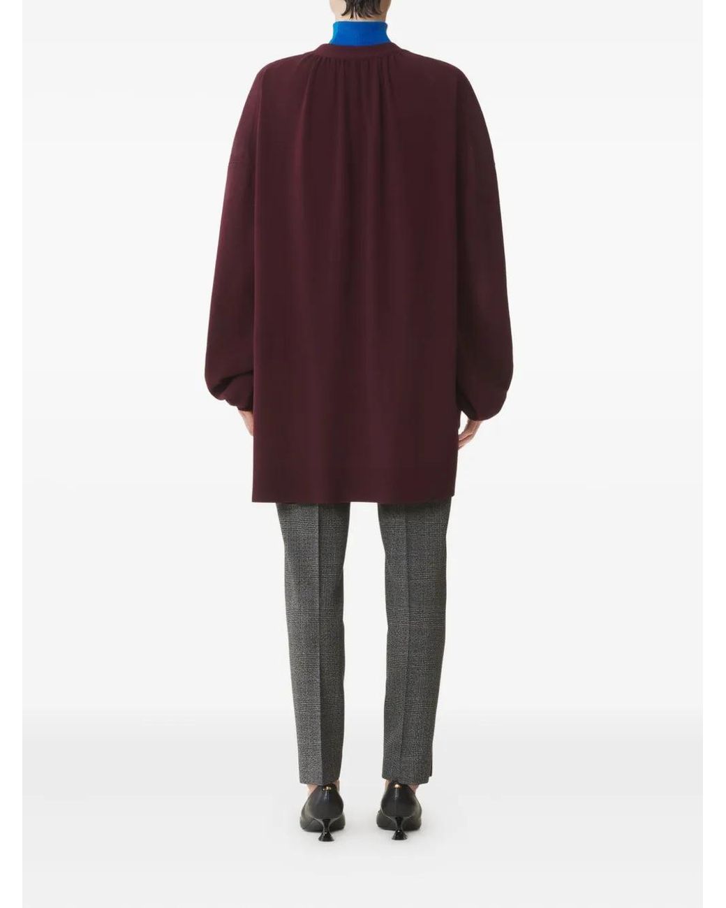 Lanvin Purple Belted Balloon-Sleeve Cardigan