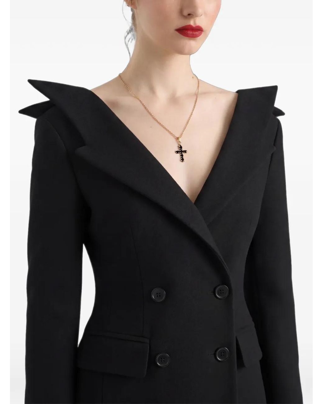 Dolce & Gabbana Black Peak-Lapel Double-Breasted Coat