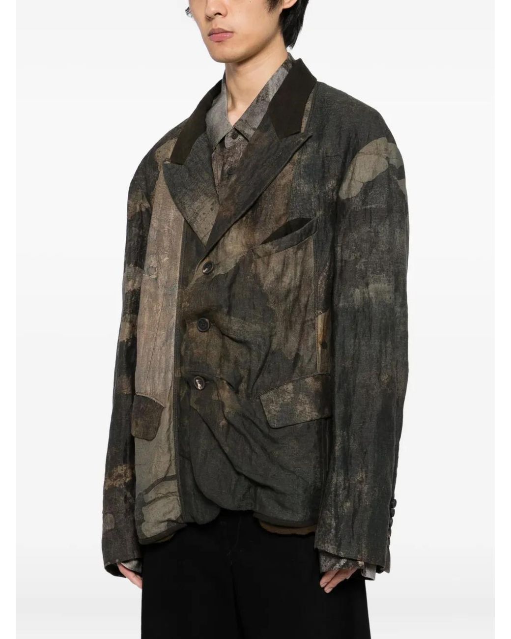 Ziggy Chen Green Printed Blazer for men