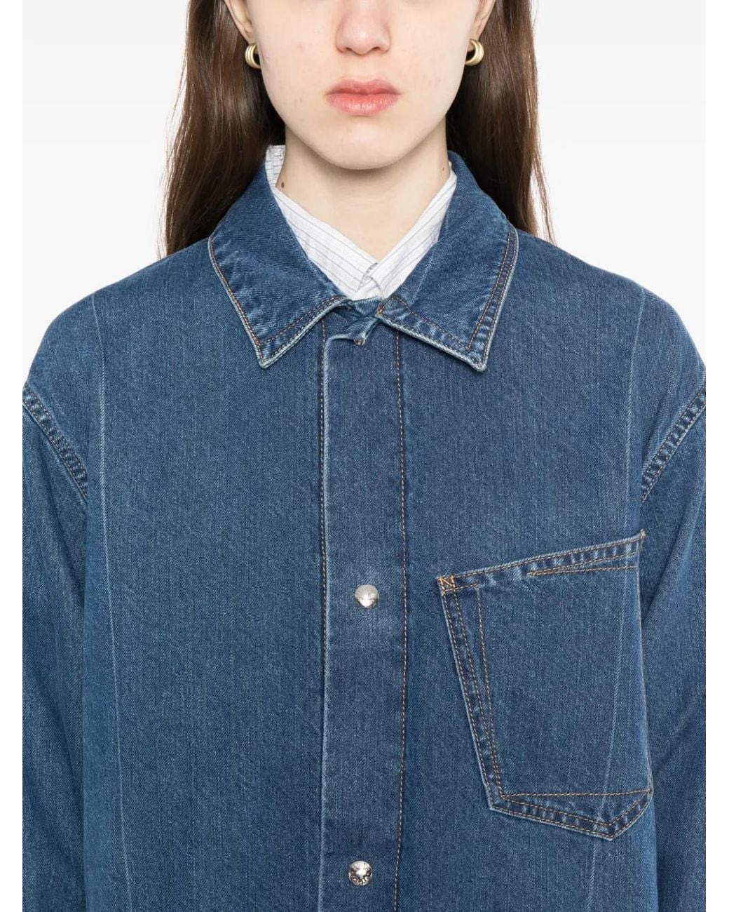 Setchu Blue Exposed-Seam Pockets Jacket