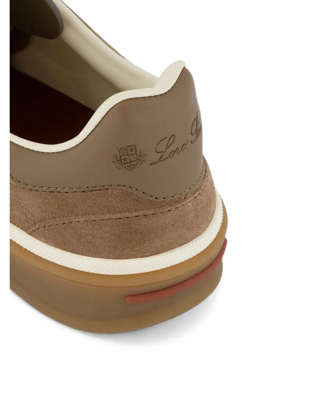 Loro Piana Brown Tennis Walk Leather-Trimmed Sneakers