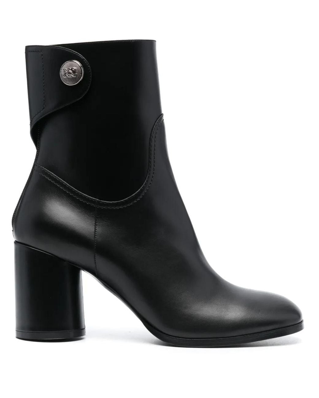 Casadei Black 90Mm Block-Heel Leather Boots