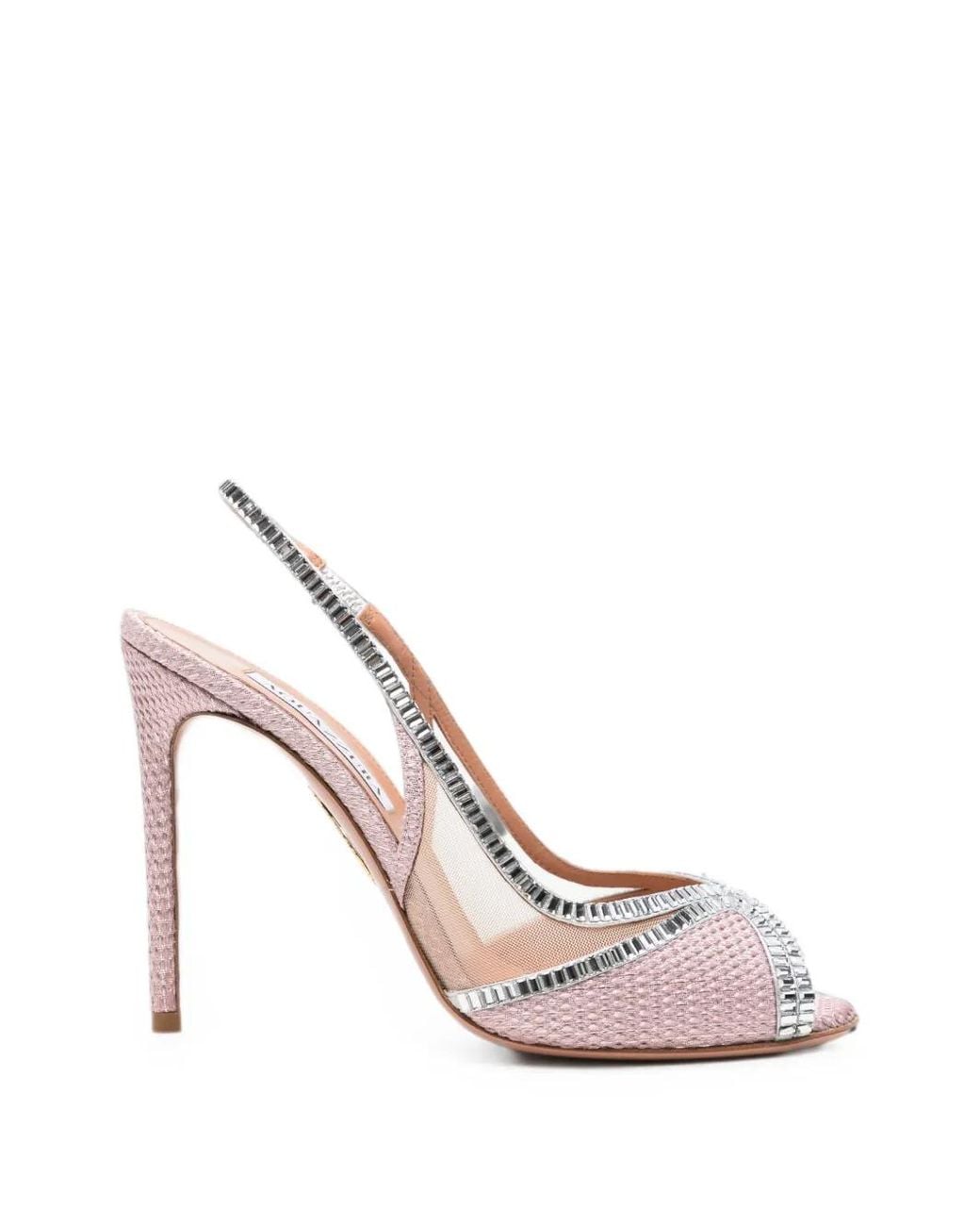 Aquazzura Pink Wild Aurora Crystal-Embellished Heeled Sandals