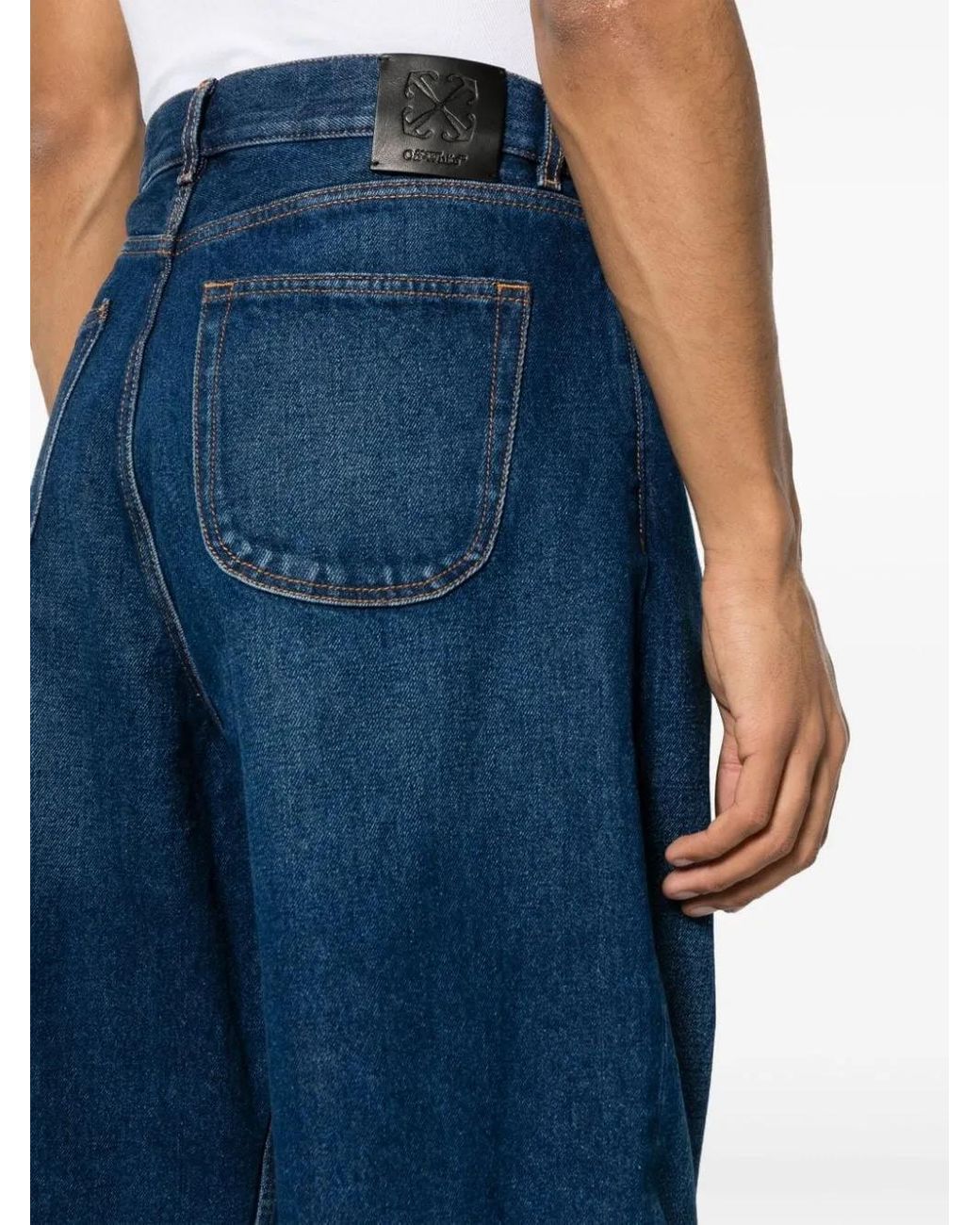 Off-White c/o Virgil Abloh Blue Five-Pocket Back-Patch Jeans for men