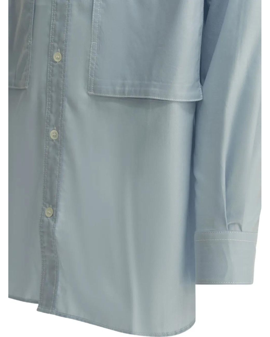 Comme des Garçons Blue Patch-Pocket Band-Collar Shirt for men