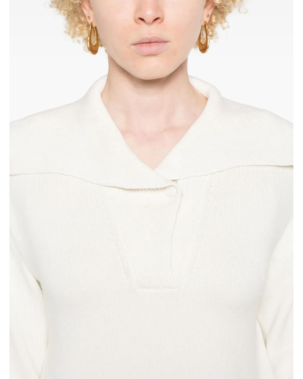 Joseph White Knitted Polo Sweater