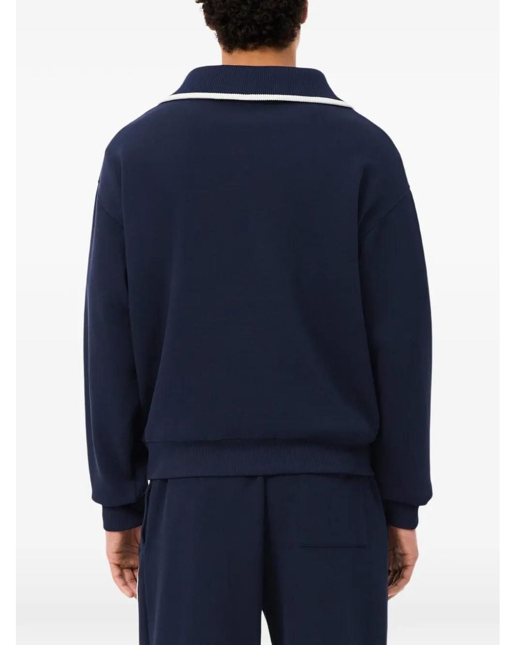 Lacoste Blue Sweat Ample À Col Zippé Haut Et Écusson for men