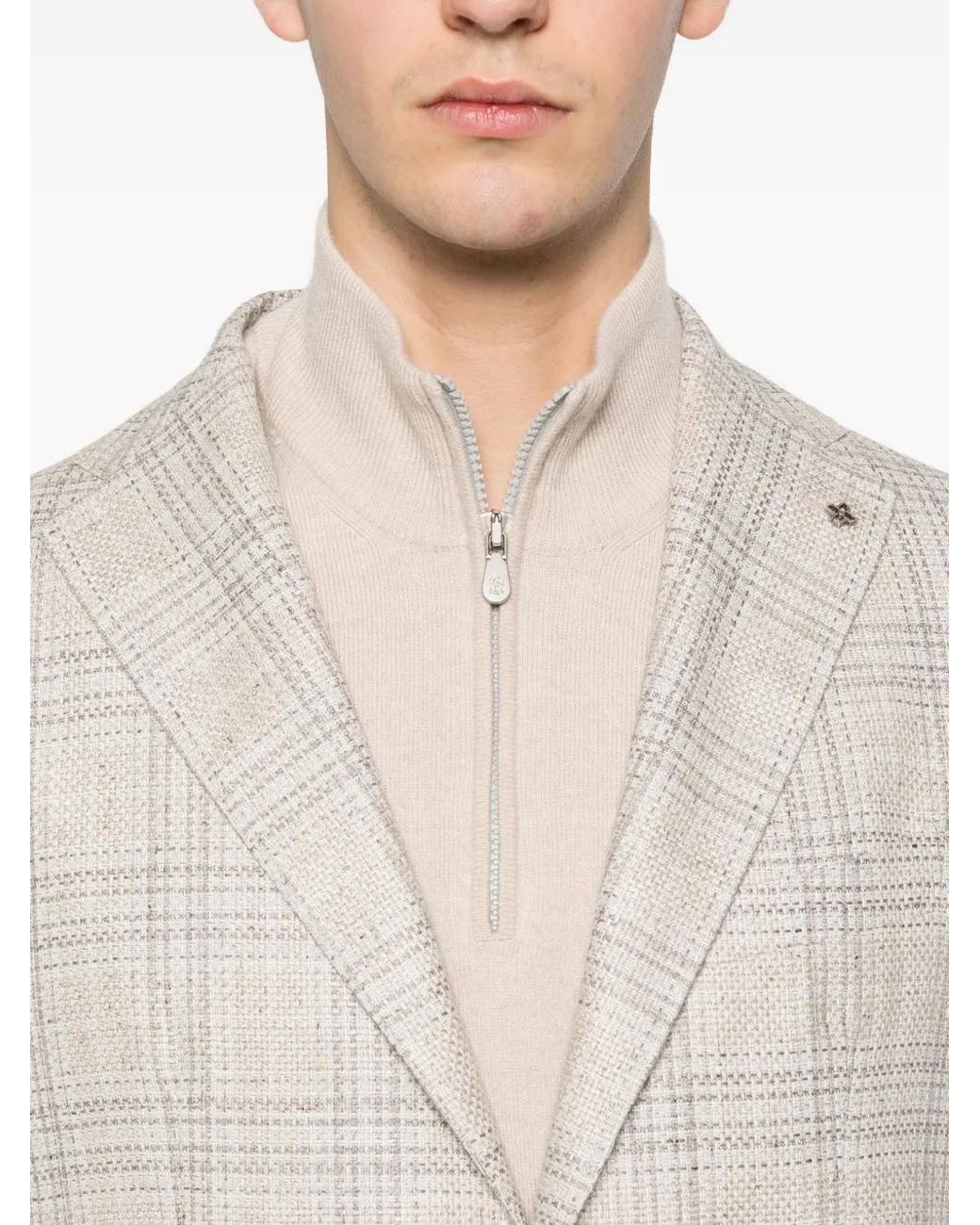 Tagliatore White Long-Sleeve Raw Jacket for men