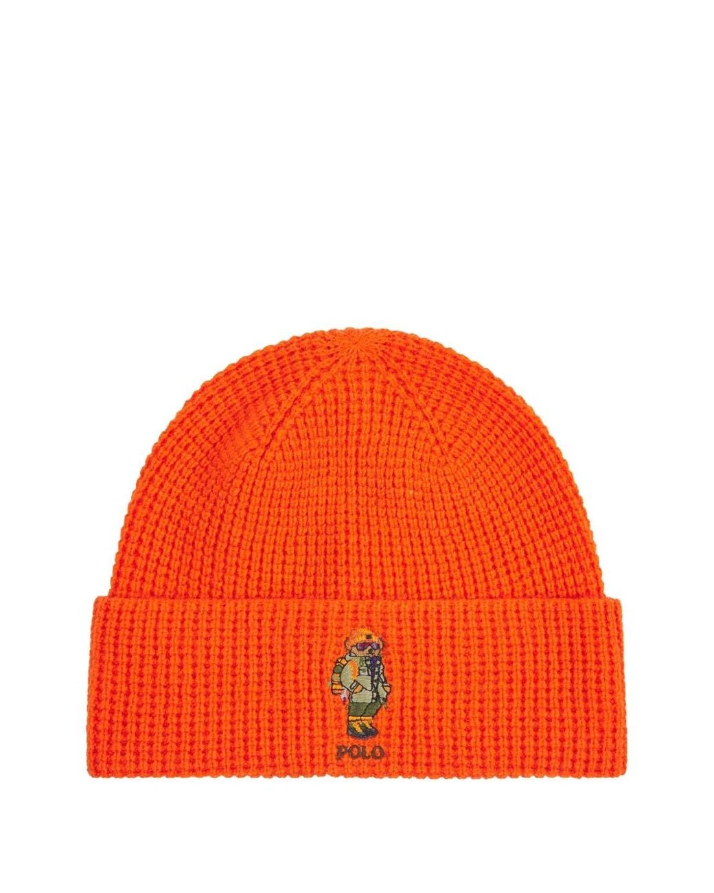 Polo Ralph Lauren Orange Polo Bear Chunky-Knit Beanie Hat for men