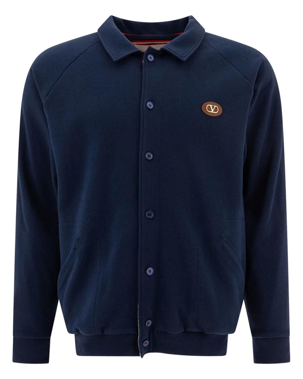 Valentino Garavani Blue Logo-Patch Cardigan for men