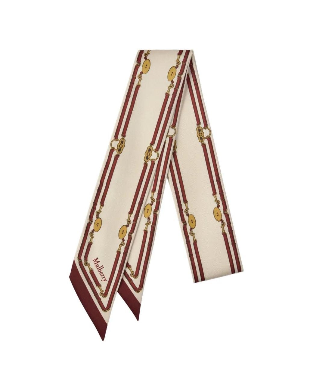 Mulberry White Equestrian-Print Silk Scarf