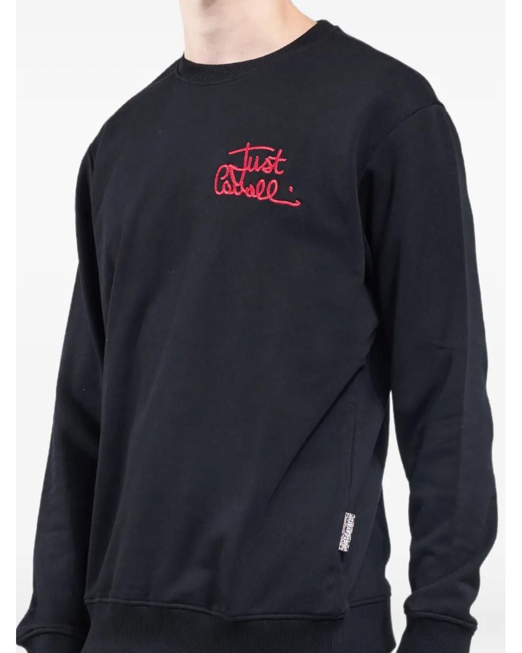 Just Cavalli Blue Logo-Embroidered Sweatshirt for men