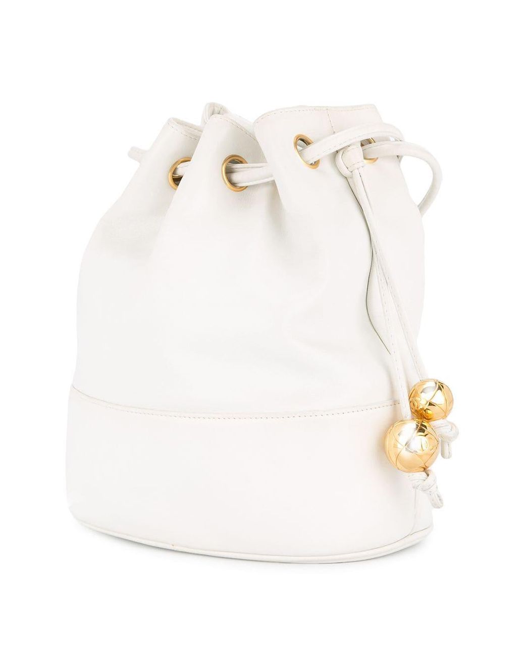 Chanel Pre-Owned Logos Bucket Bag in White | Lyst