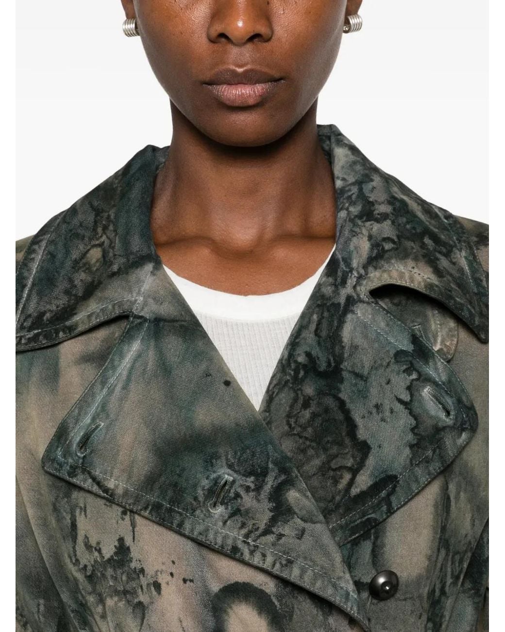 Masnada Gray Tie-Dye Belted Coat