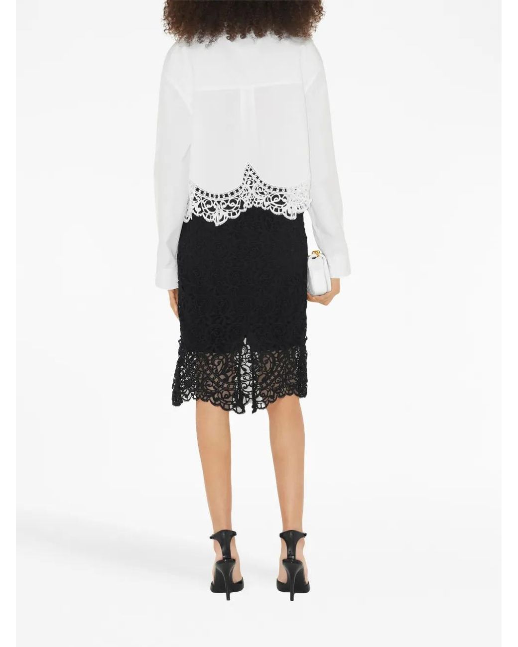 Burberry Black Macramé-Lace Pencil Skirt