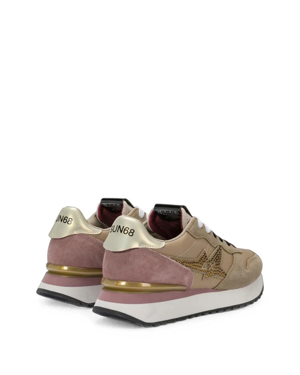 Sun 68 White Stargirl Crystal-Embellished Panelled Sneakers