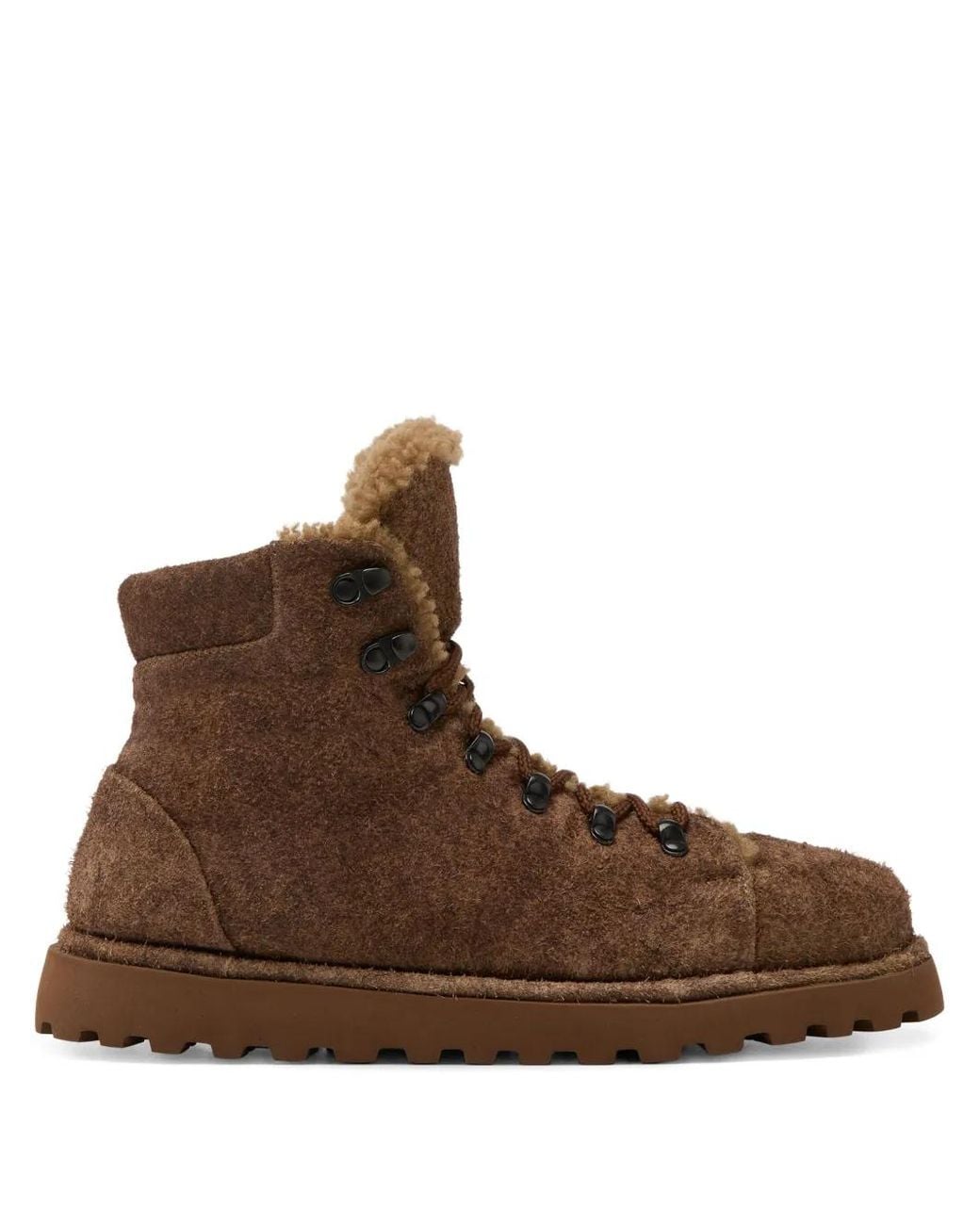 Marsèll Brown Pallottola Shearling Lace-Up Boots