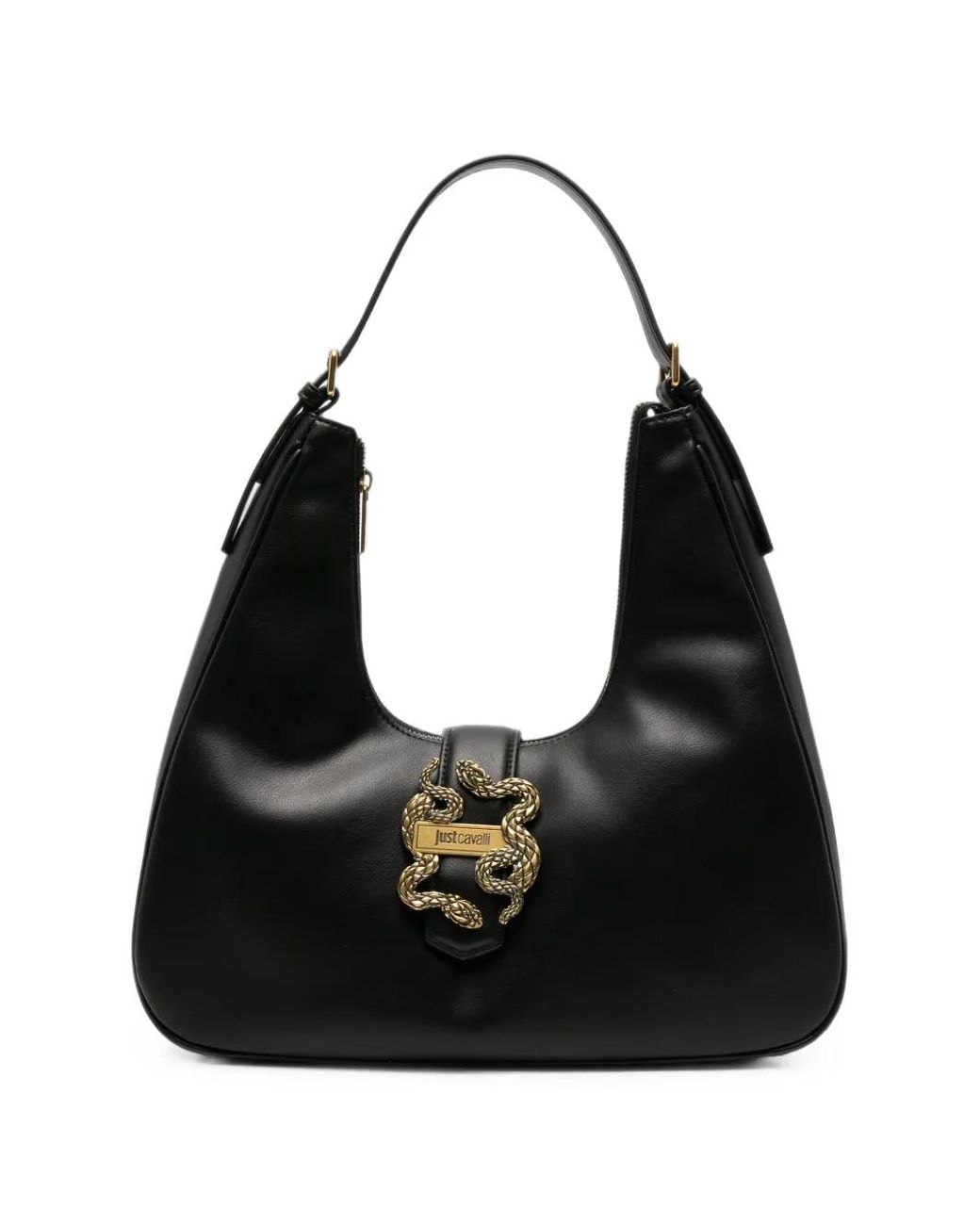 Just Cavalli Black Snake-Plaque Shoulder Bag