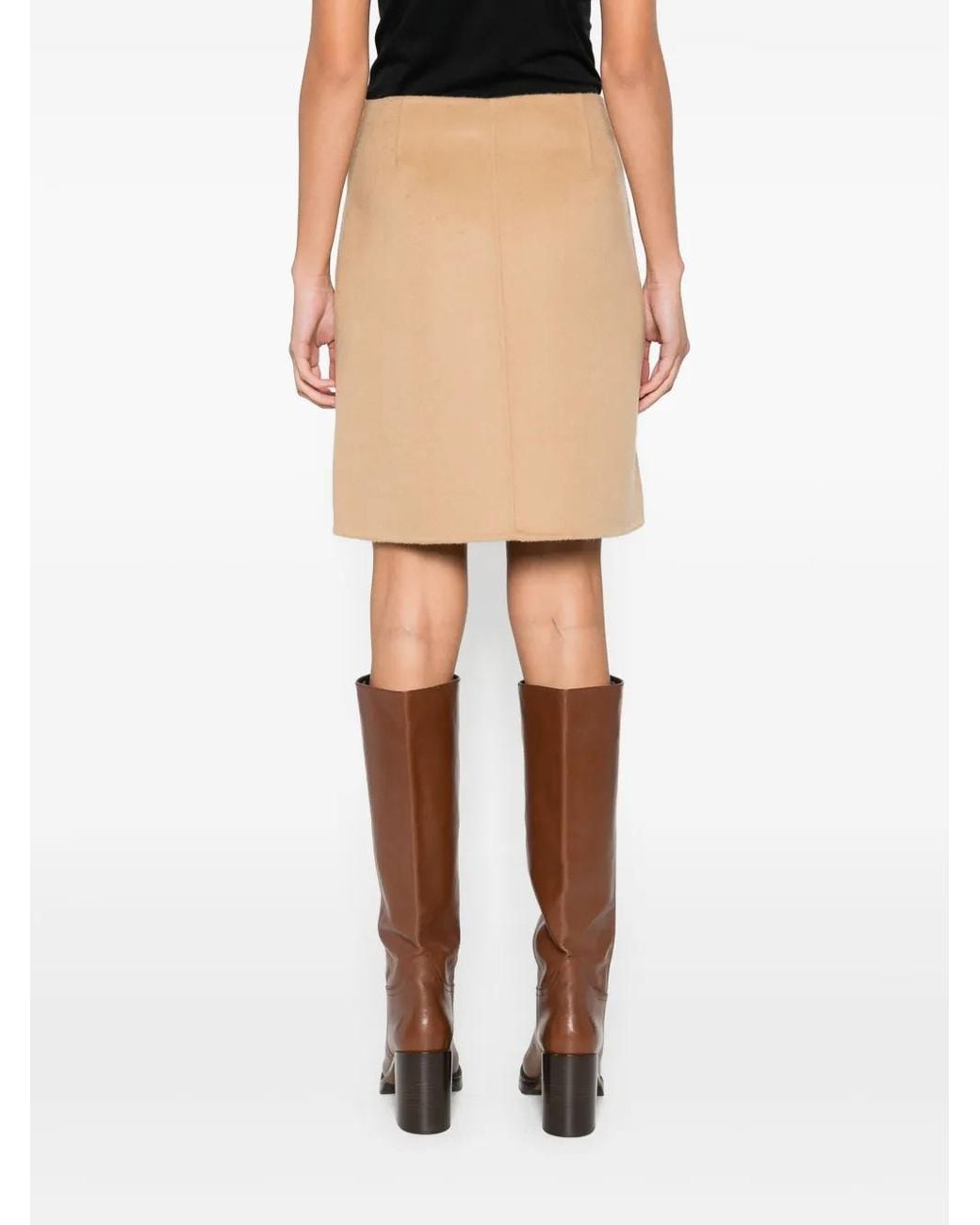 P.A.R.O.S.H. Natural Side-Split Wool Skirt
