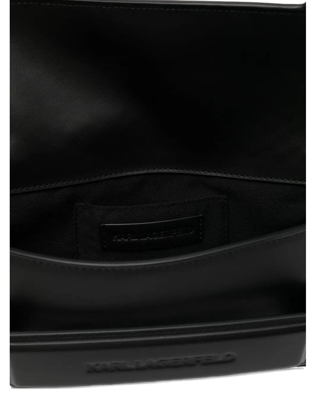 Karl Lagerfeld Black Logo-Debossed Shoulder Bag