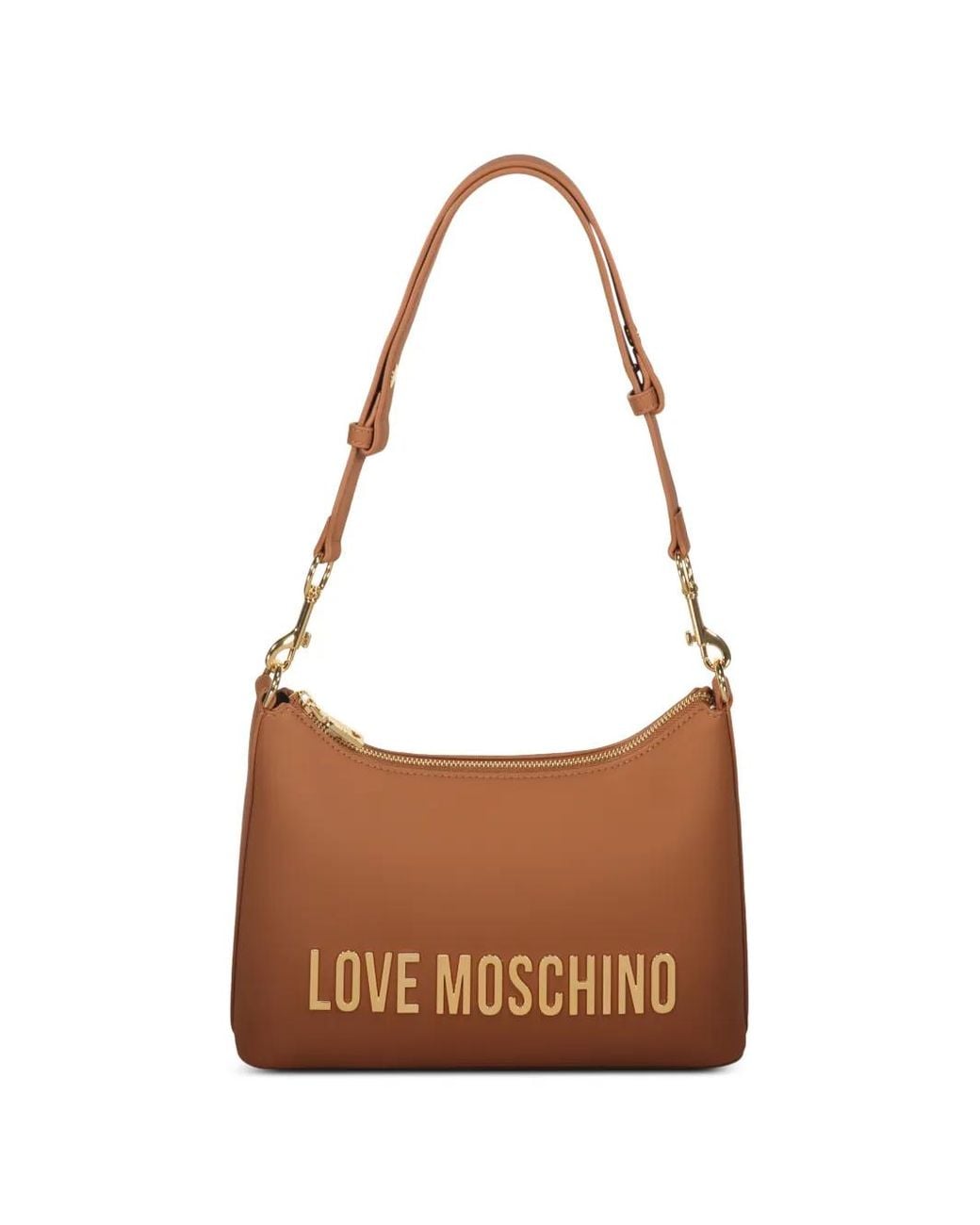 Love Moschino Brown Logo Lettering Shoulder Bag