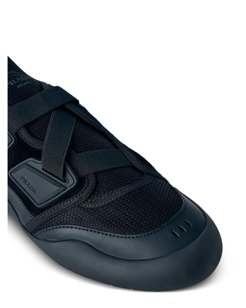 Prada Blue Speedrock Leather And Mesh Fabric Sneakers for men