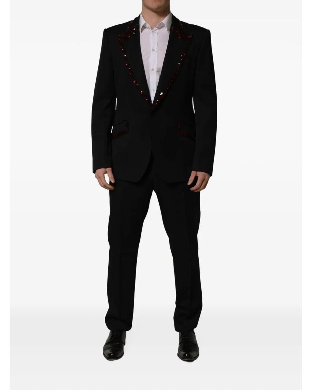 Dolce & Gabbana Black Crystal-Embellished Single-Breasted Suit for men