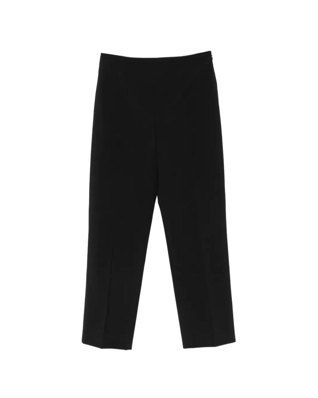 Alberta Ferretti Black Pressed-Crease Straight-Leg Trousers