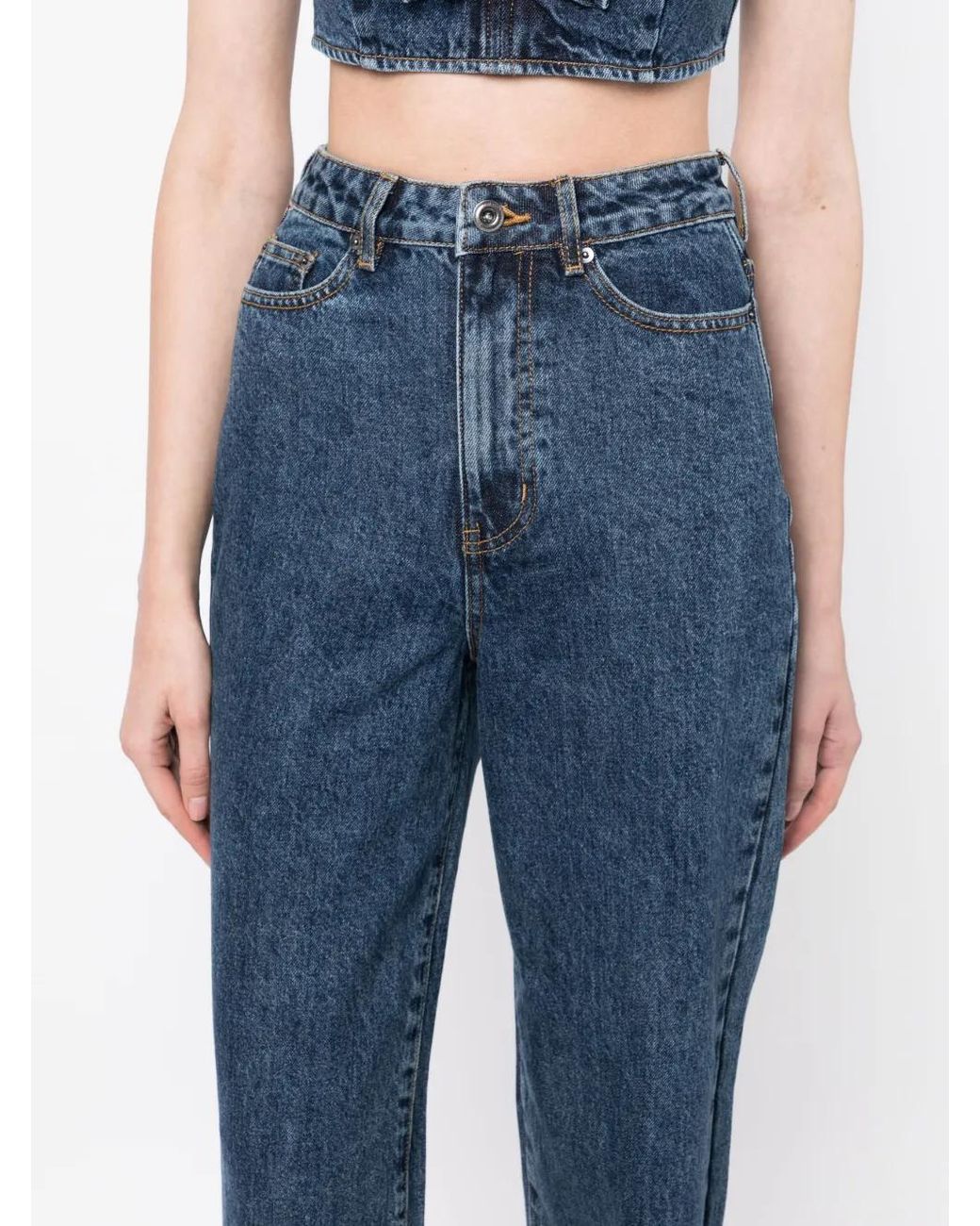 Self-Portrait Blue High-Waist Wide-Leg Jeans