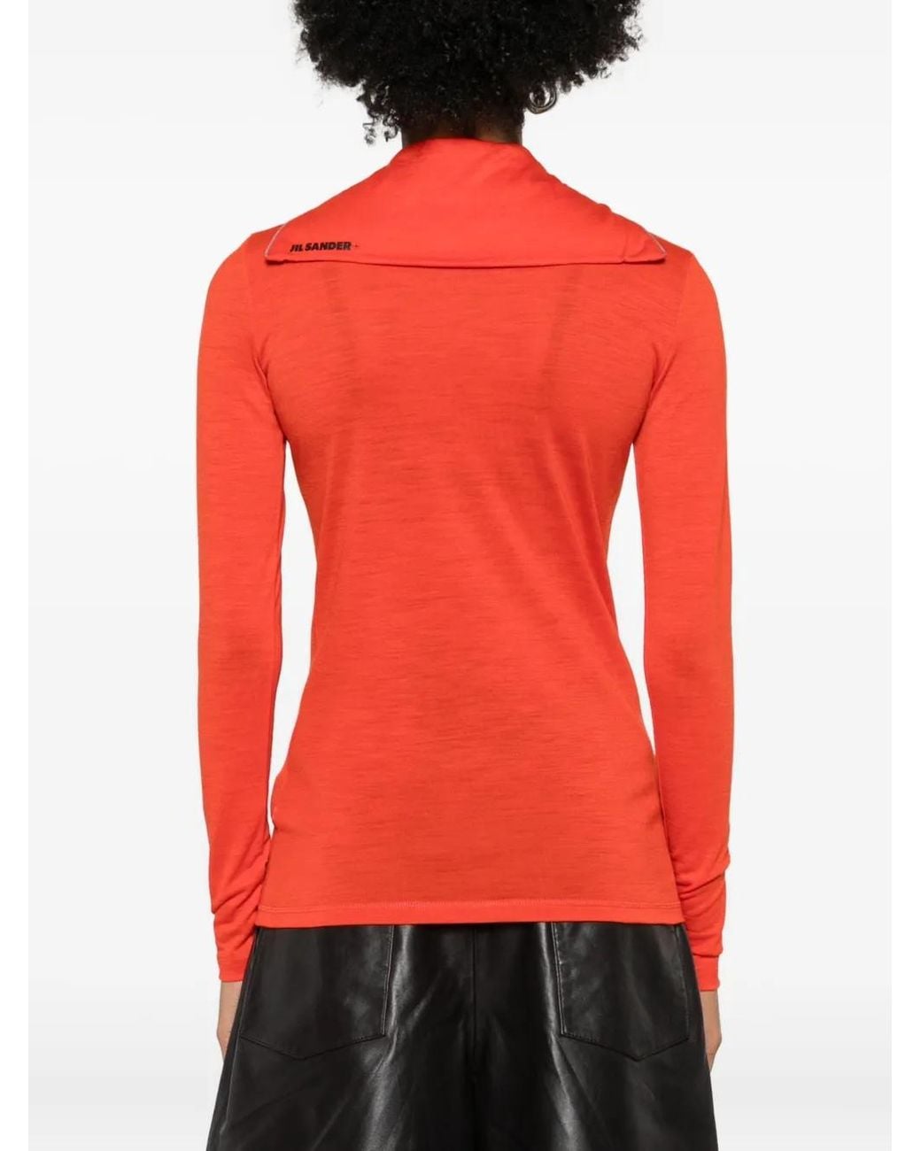 Jil Sander Red High-Neck Zip-Front Sweatshirt