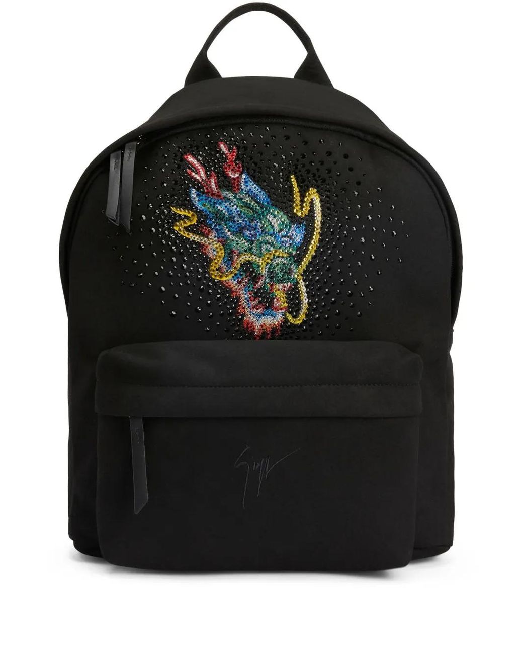 Giuseppe Zanotti Black Dragon Crystal Rhinestone-Embellished Backpack for men