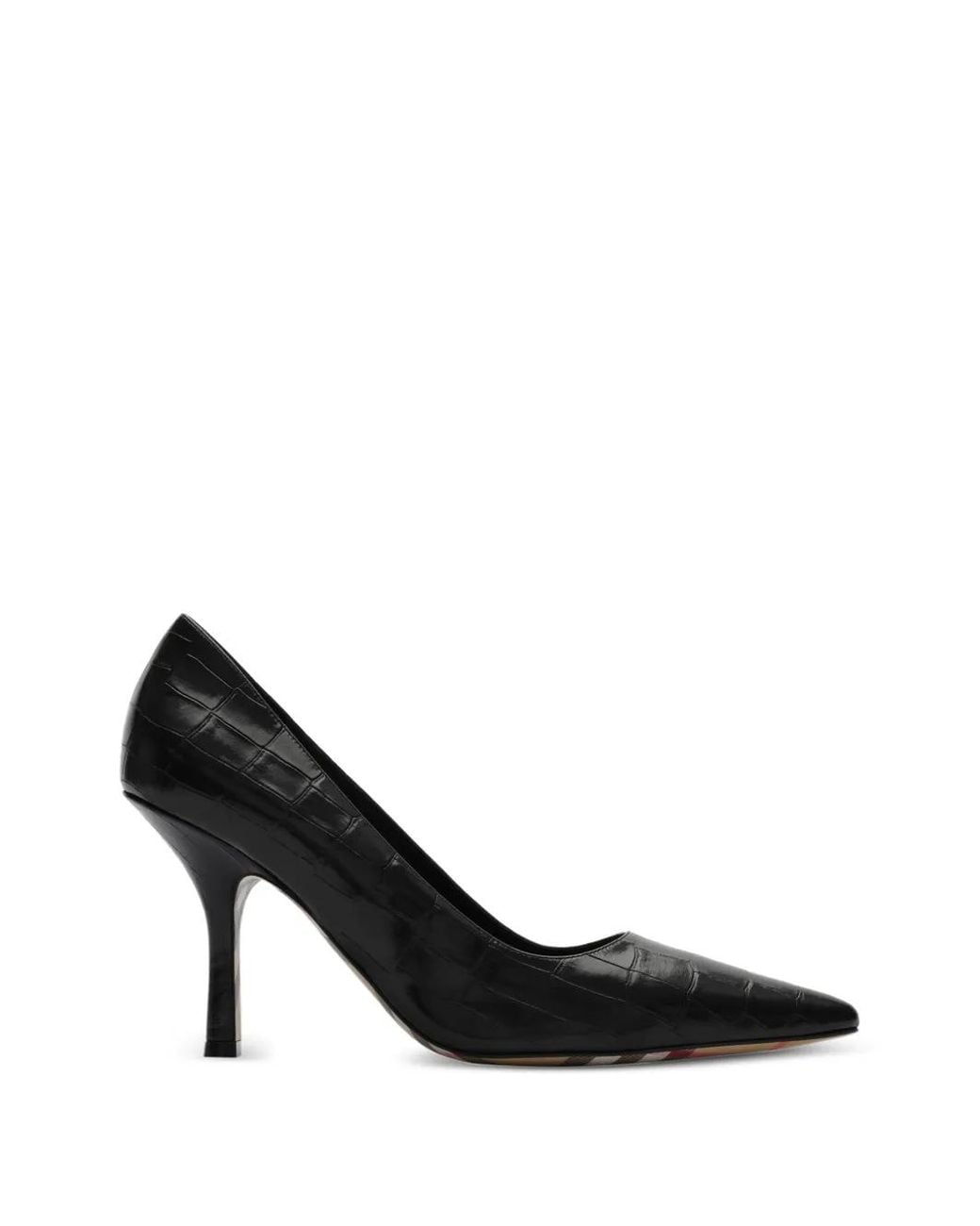 Burberry Black Crocodile-Effect Leather Dame High Pumps